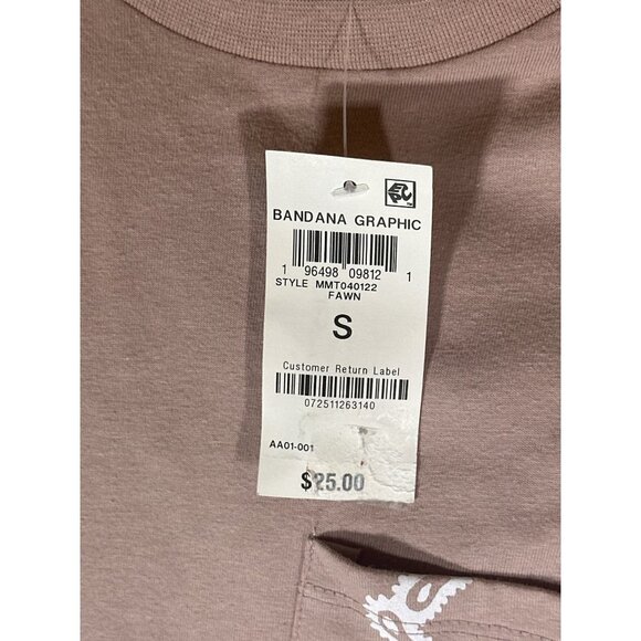 And Now This Men's Bandana-Print Pocket T-Shirt, Fawn, NWT, Size S - Picture 4 of 4